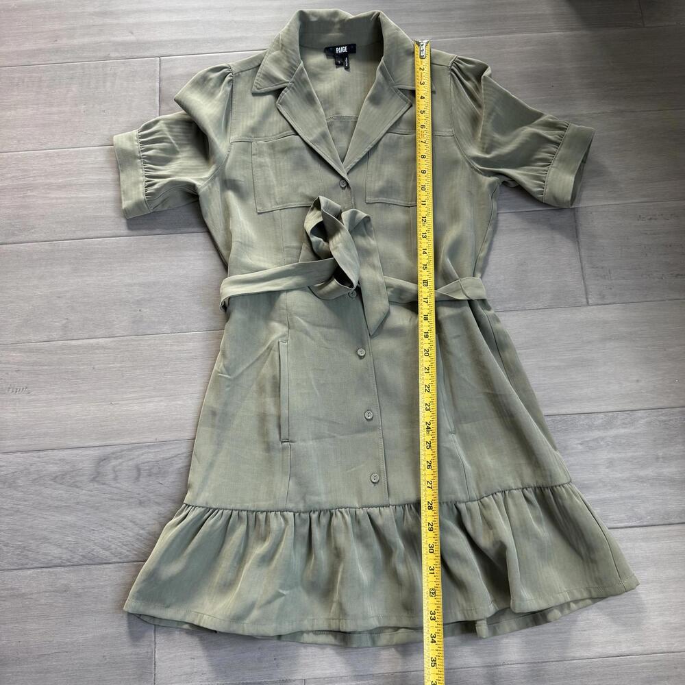 PAIGE Sage Green Teared and Belted Dress Size S - Picture 4 of 7